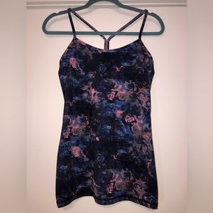 Lululemon Power Y Tank, Size 8, blue-pink-purple Floral Abstract